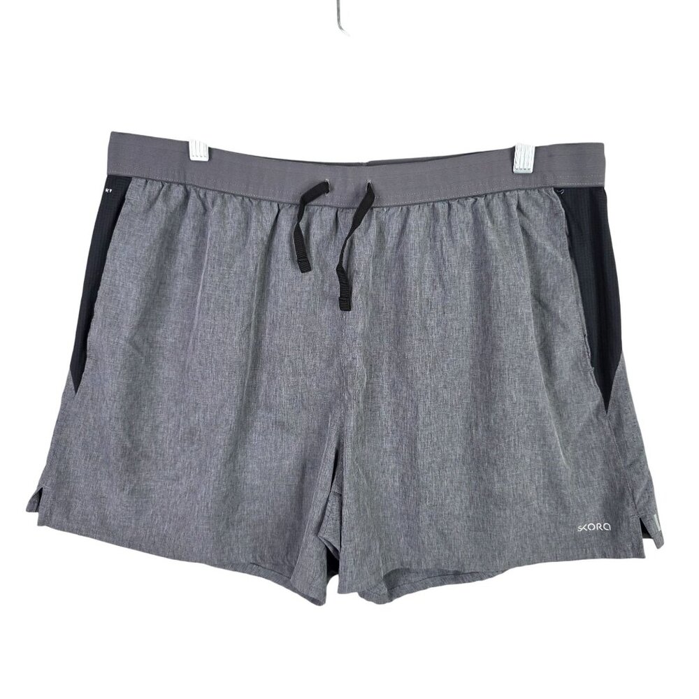 Womens Skora Gray & Black Athletic Shorts Drawstrings Polyester Stretch Size XL